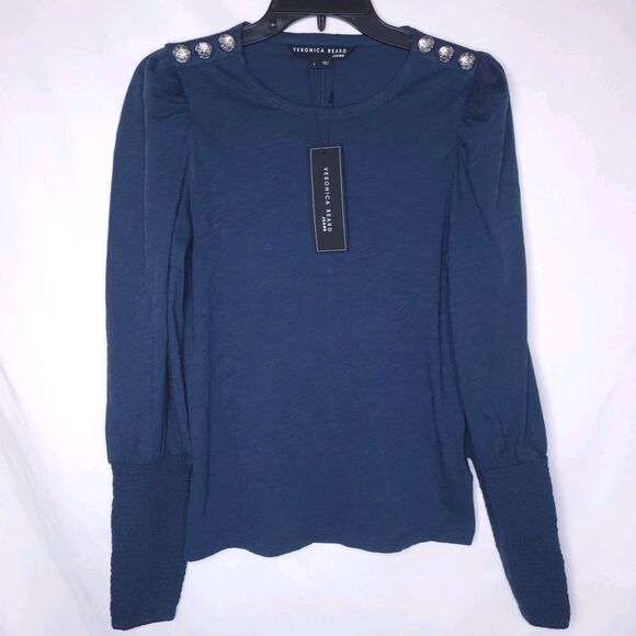 VERONICA BEARD Tops - Veronica Beard Top Small Blue Meg Petrol Pima Cotton NWT